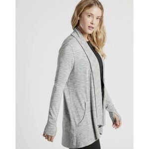 Athleta Pranayama Wrap Women's Small Cardigan Light Grey Heathered Active